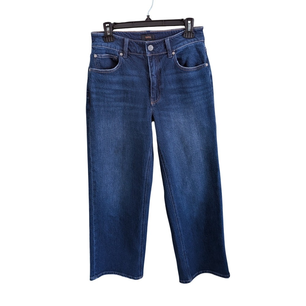 Quince Comfort Stretch High Rise Cropped Wide Leg Jeans Stormy Blue Size 29